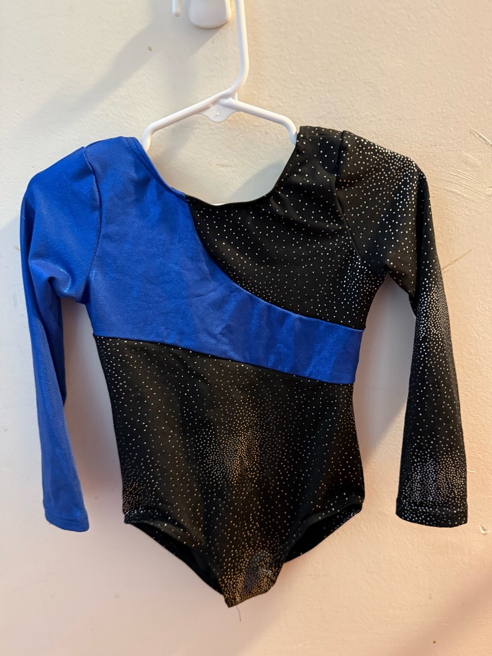 Girls Black and Royal Blue Sparkle Gymnastics Dance Leotard